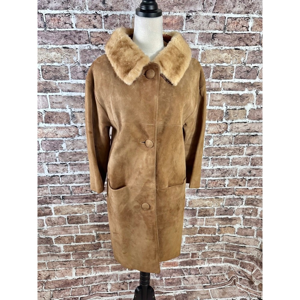 Vintage 50's 60's Suede Coat Mink Fur Collar – Film Wardrobe / Collector Piece - Picture 2 of 16